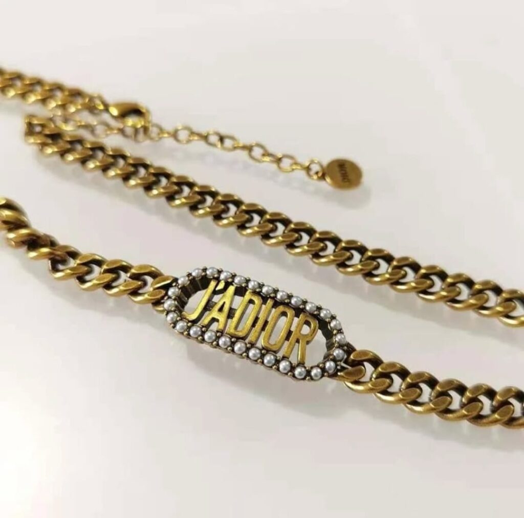 dior women j adior choker antique gold finish metal