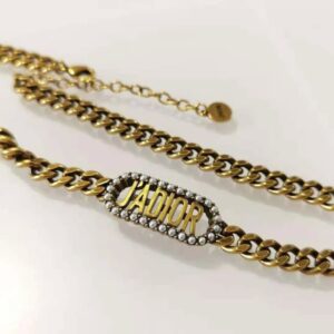 dior women j adior choker antique gold finish metal